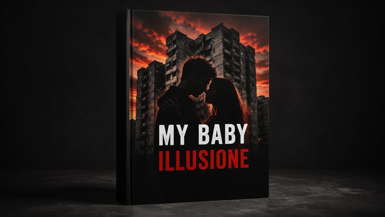 ricostruzione AI della copertina del libro My Baby Illusione di Giorgia Fiorella ambientato tra i palazzi di Corviale