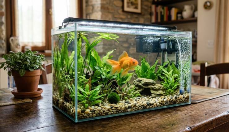 pesce rosso in acquario