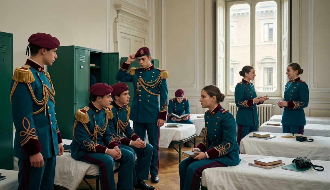 studenti in uniforme in una camerata per minerva - la scuola recensione